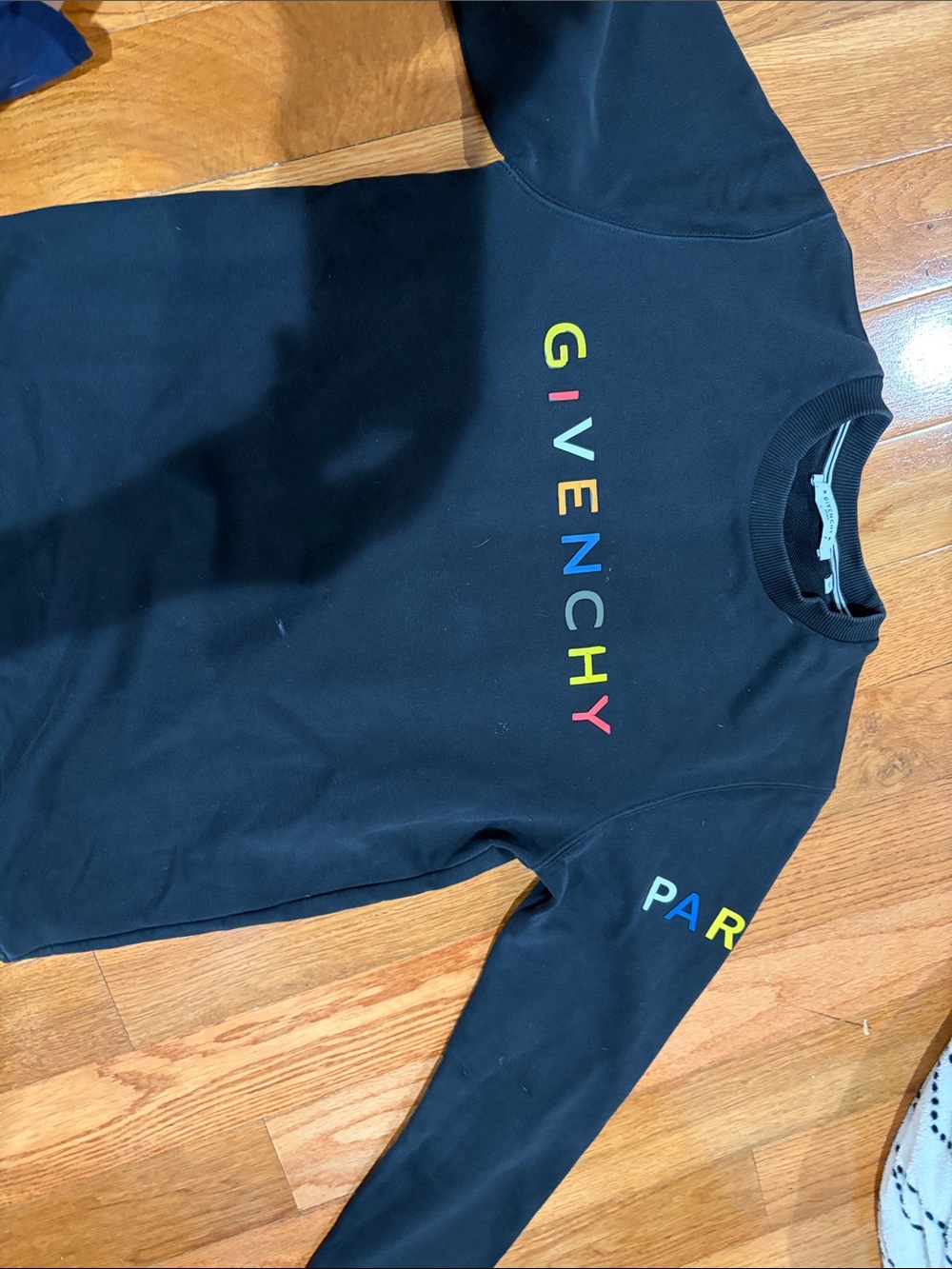 Givenchy Black Crewneck with Rainbow Logo